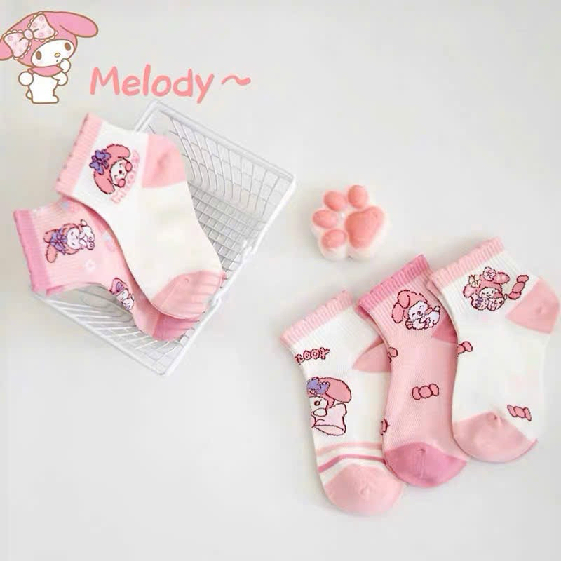 SÉT 5 ĐÔI TẤT CỔ BÈO HỒNG CHO BÉ GÁI