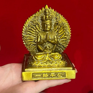Tượng Phật Chuẩn Đề Nghìn Mắt Nghìn Tay 2 mặt Vật phẩm phong thuỷ bằng đồng