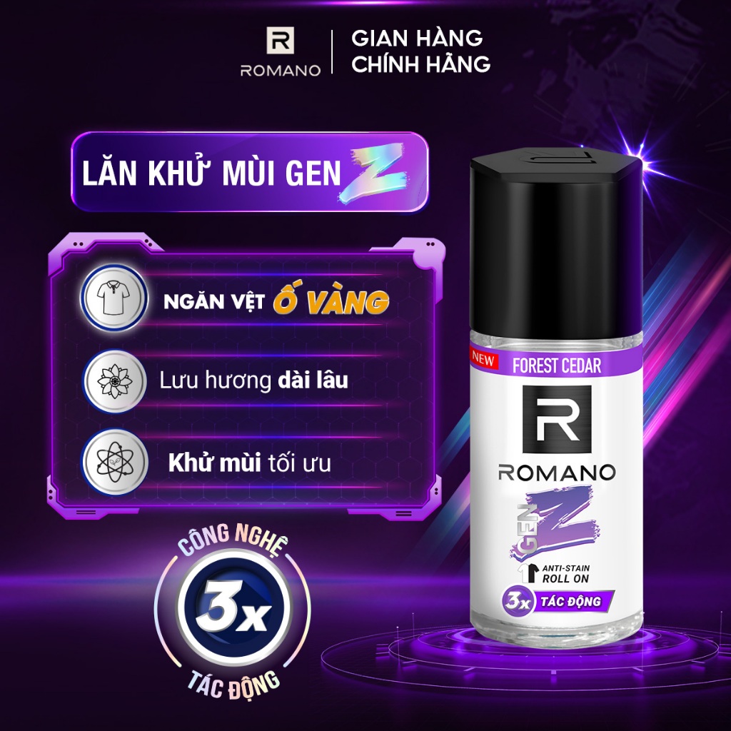 Ảnh Lăn khử mùi nam ngăn vệt ố vàng Romano Gen Z 40ml 4