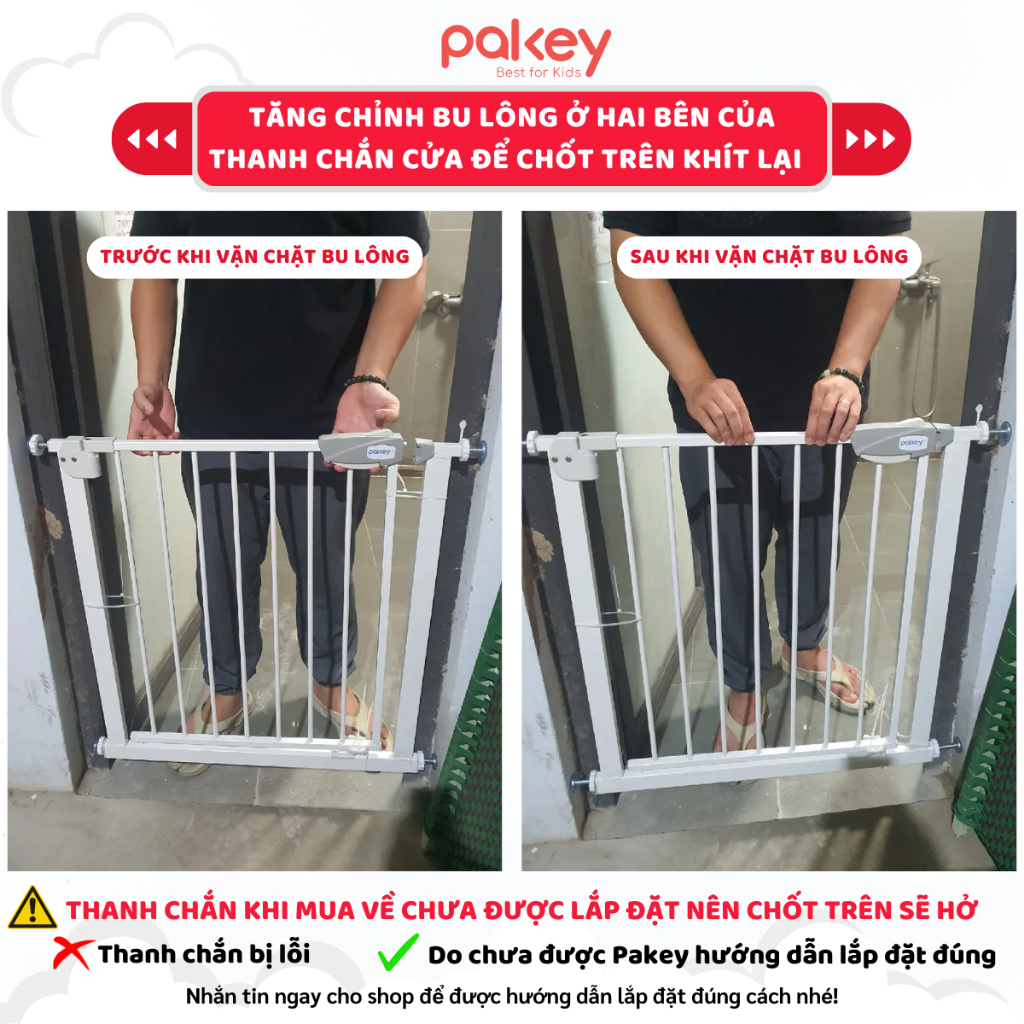 Thanh Chắn Cầu Thang, Thanh Chắn Cửa Loại Dày To PAKEY Không Cần Khoan Tường Cao Tới 79cm An Toàn Cho Bé