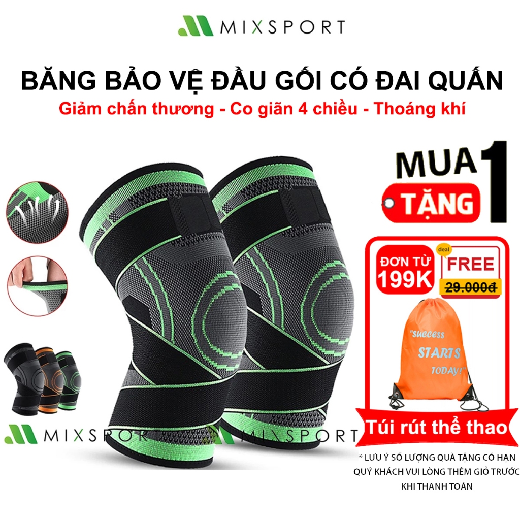 Ảnh Băng Quấn Bảo Vệ Đầu Gối MixSport Co Giãn 4 Chiều Thoáng Khí Ngăn Chặn Chấn Thương 1