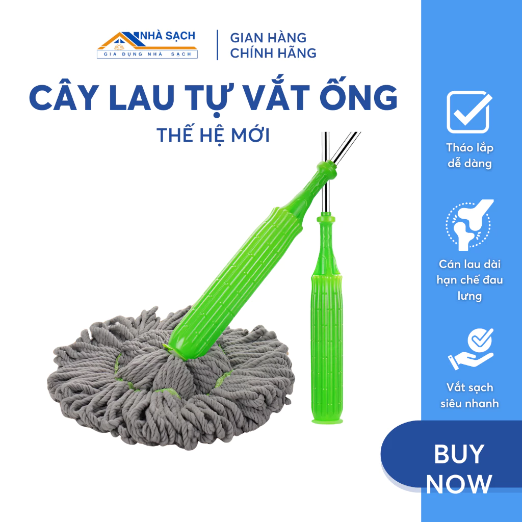 Hình ảnh minh họa:  Cây Lau Nhà Tự Vắt Thế Hệ Mới - Siêu Nhẹ, Thấm Hút Tốt, Dễ Sử Dụng