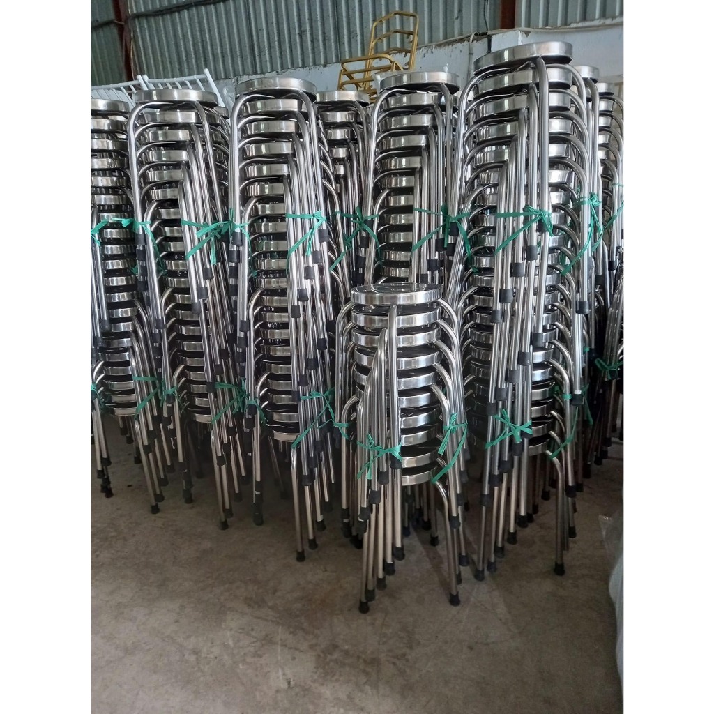 GHế INOX có vòng kiềng combo 10 cai ngồi an cơm ăn tiệc chắc chắn đảm bảo