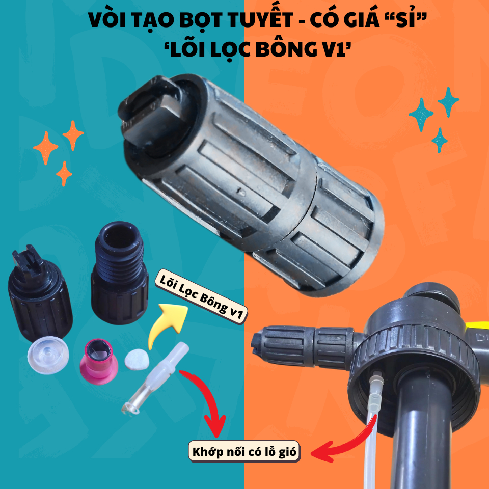VÒI TẠO BỌT TUYẾT - LÕI LỌC BONG V1 - CÓ GIÁ SỈ