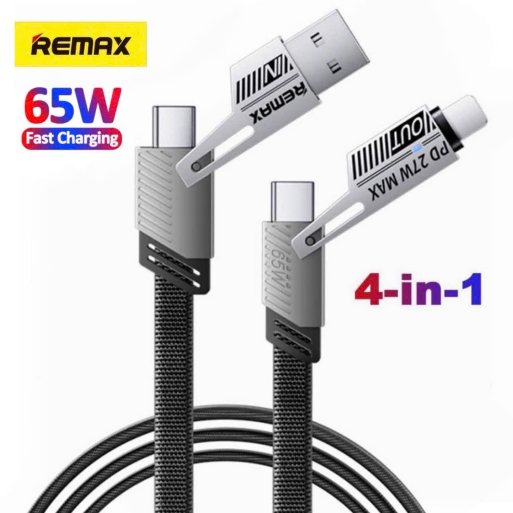 Dây sạc nhanh 65w đa năng Remax cáp sạc 4 đầu hỗ trợ 65w 27w 22.5w 20w ...