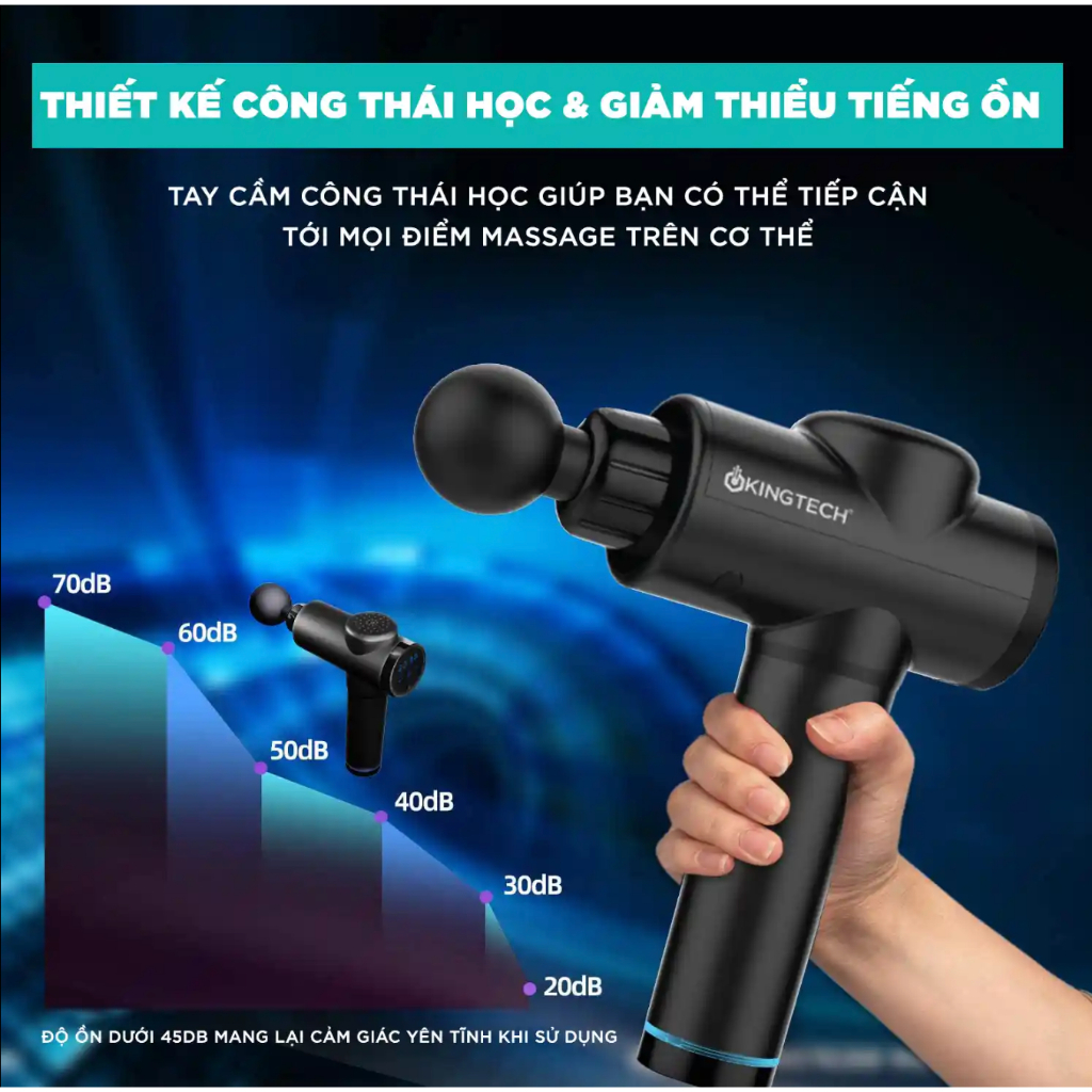 Ảnh Máy Massage Cầm Tay Cao Cấp KINGTECH KH-720PRO, 20 Cấp Độ, Hỗ Trợ Mát Xa Chuyên Sâu, Giảm Đau Cơ, Cứng Khớp - Chính Hãng 3