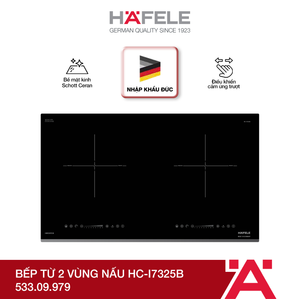 Product image [New] Nhập khẩu từ Đức - Bếp từ 2 vùng nấu Hafele HC-I7325B 533.09.979 2