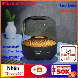 Mẫu mới Loa bluetooth âm thanh vòm 6D trầm ấm pin trâu MQ-M4 trong suốt đèn led tặng kèm jack cắm