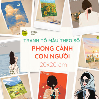 [TỔNG HỢP] Tranh tô màu theo số mini kích thước 20x20cm có khung thiên nhiên phong cảnh con người