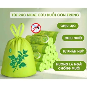 Cuộn 50 túi rác sinh học mùi ngải cứu đuổi muỗi và côn trùng, túi rác sinh học khử mùi hôi, bowhouse
