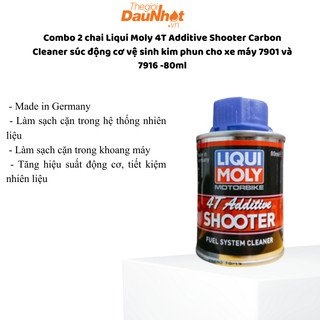 Combo 2 chai Liqui Moly 4T Additive Shooter Carbon Cleaner súc động cơ vệ sinh kim phun cho xe máy 7901 và 7916 -80ml