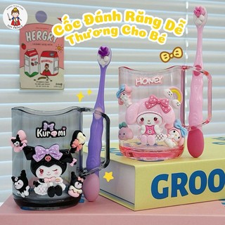 CỐC ĐÁNH RĂNG SÚC MIỆNG KUROMI / MELODY / PHI HÀNH GIA DỄ THƯƠNG CHẤT LIỆU CAO CẤP KÈM STICKER VÀ BÀN CHẢI