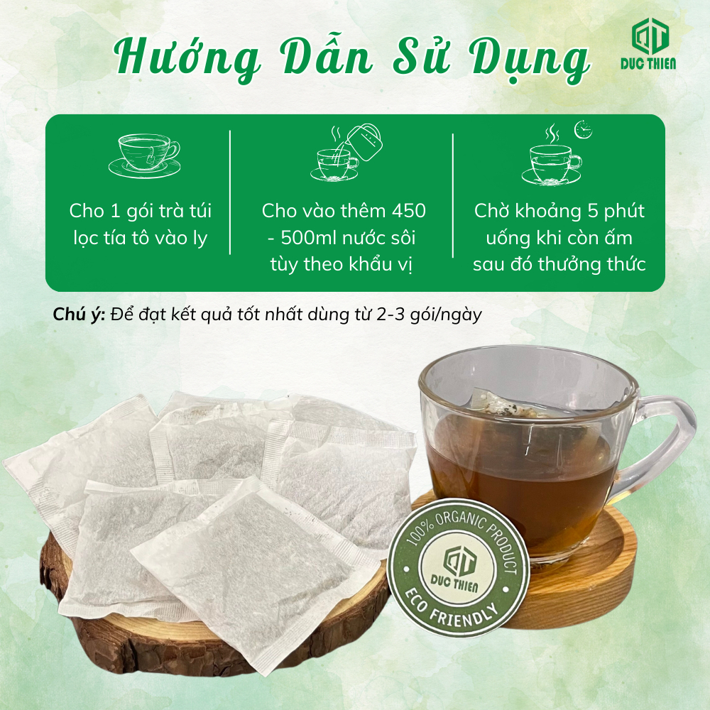 Trà Tía Tô Túi Lọc Đức Thiện (30 Gói) - Hỗ Trợ Gout, Đau Nhức Xương Khớp, Giải Cảm, Căng Thẳng