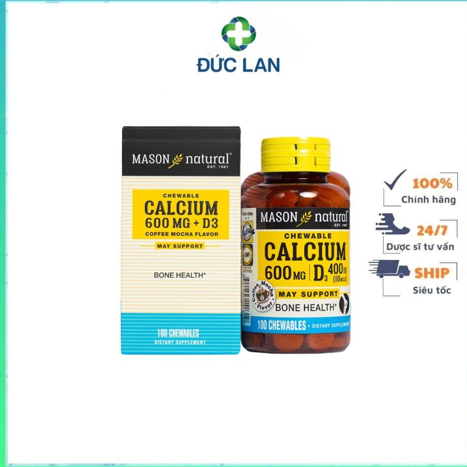 [LỌ 100 VIÊN] CALCIUM 600MG + D3 CHEWABLE TABLETS - BỔ SUNG CANXI ...