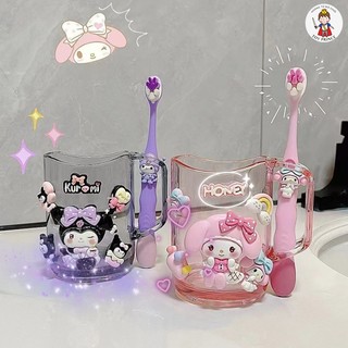 CỐC ĐÁNH RĂNG SÚC MIỆNG KUROMI / MELODY / PHI HÀNH GIA DỄ THƯƠNG CHẤT LIỆU CAO CẤP KÈM STICKER VÀ BÀN CHẢI