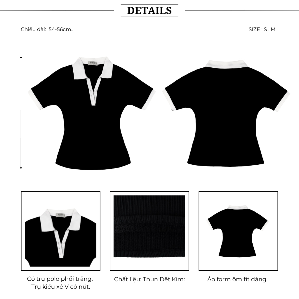 Ảnh BBSTORE’S Áo Thun Polo Tay Ngắn Phối Cổ Trắng Thanh Lịch - A4033A 3