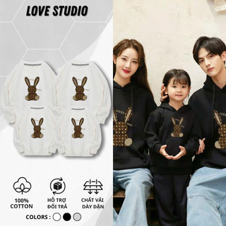 Áo gia đình thu đông,áo Hoodie Sweater mẫu LUCKY RABIT Trà Sữa chất Nỉ Bông 100% Cotton Premium đủ size Local Brand