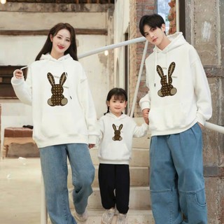 Áo gia đình thu đông,áo Hoodie Sweater mẫu LUCKY RABIT Trà Sữa chất Nỉ Bông 100% Cotton Premium đủ size Local Brand