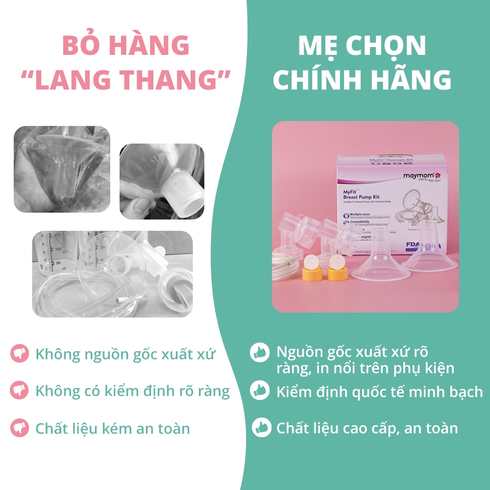 Ảnh Bộ Phụ Kiện Máy Hút Sữa Medela Pump In Style Advanced, Thương Hiệu Maymom, Phễu Size Từ 10-32mm 3