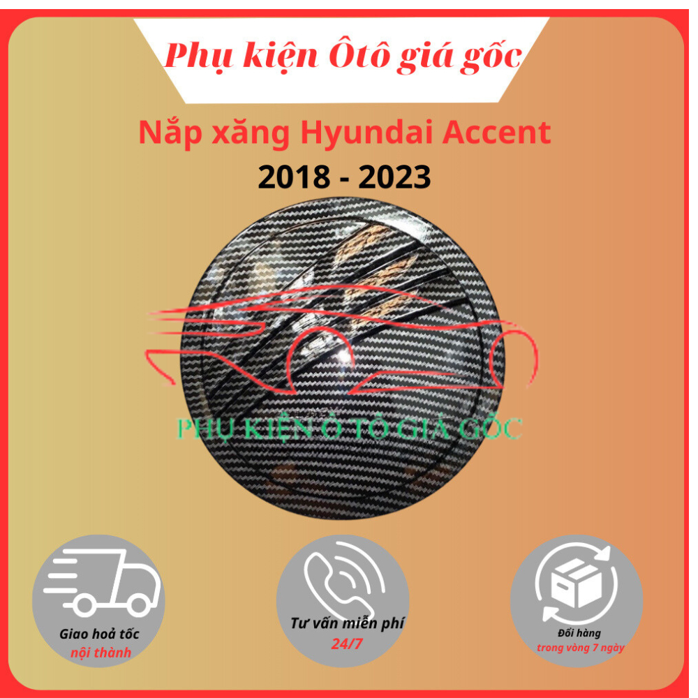 Ốp nắp bình xăng xe Hyundai Accent 2018 - 2021, 2022, 2023, 2024, 2025 nhựa Vân Cacbon cao cấp
