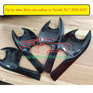 Ốp tay nắm cửa, hõm cửa, nắp xăng xe Suzuki XL7 2020- HIỆN NAY - Mẫu Vân Carbon cao cấp