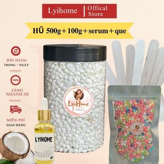 [Tặng 100g+serum] 500g sáp wax lông tại nhà, sáp wax nóng sữa dừa lyihome, sáp thơm dẻo dễ thao tác, bám lô
