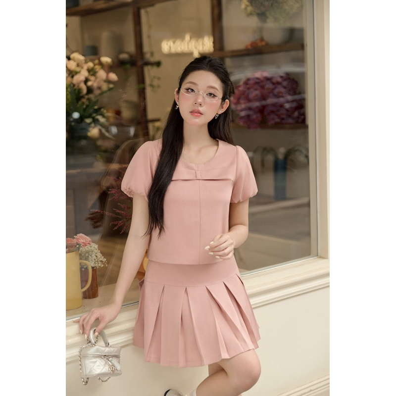 H.E.E - Set váy Jimin Set thiết kế áo tay bồng kết hợp chân váy xếp ly vibe nhẹ nhàng