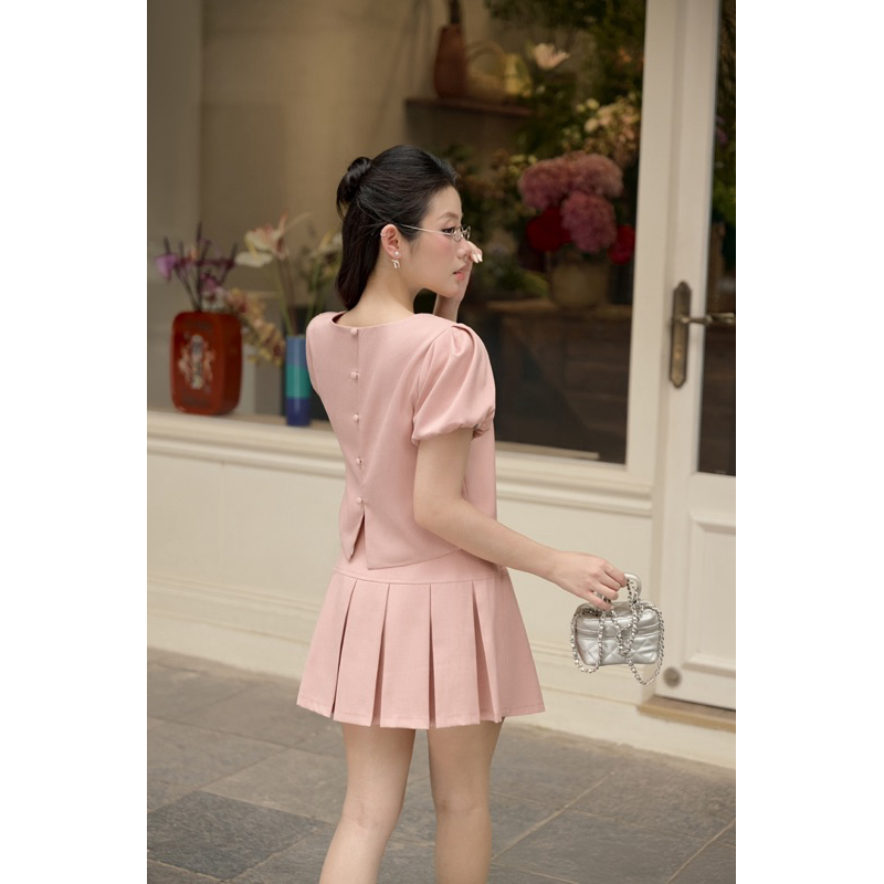 H.E.E - Set váy Jimin Set thiết kế áo tay bồng kết hợp chân váy xếp ly vibe nhẹ nhàng