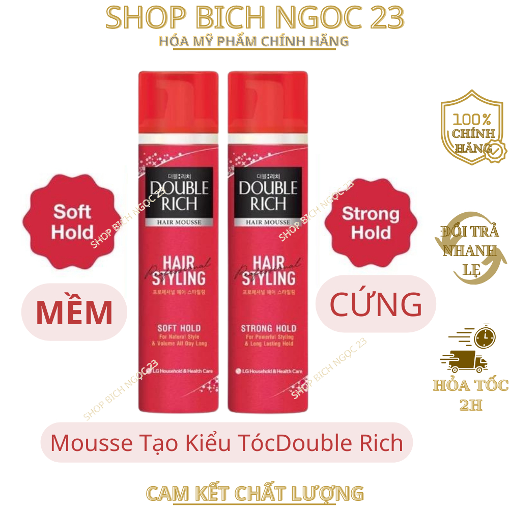 Mousse Tạo Kiểu Tóc Giữ Nếp Mạnh Double Rich Hair Mousse Strong Hold 150ml