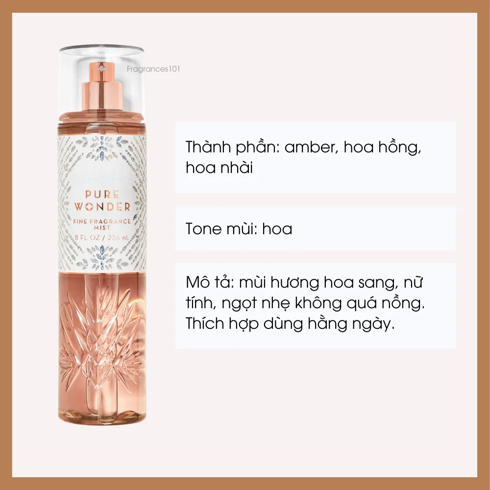 body mist, Xịt thơm toàn thân Bath & Body Works 236ml Chính Hãng USA ngọt ngào, dễ thương (Bản Mỹ)