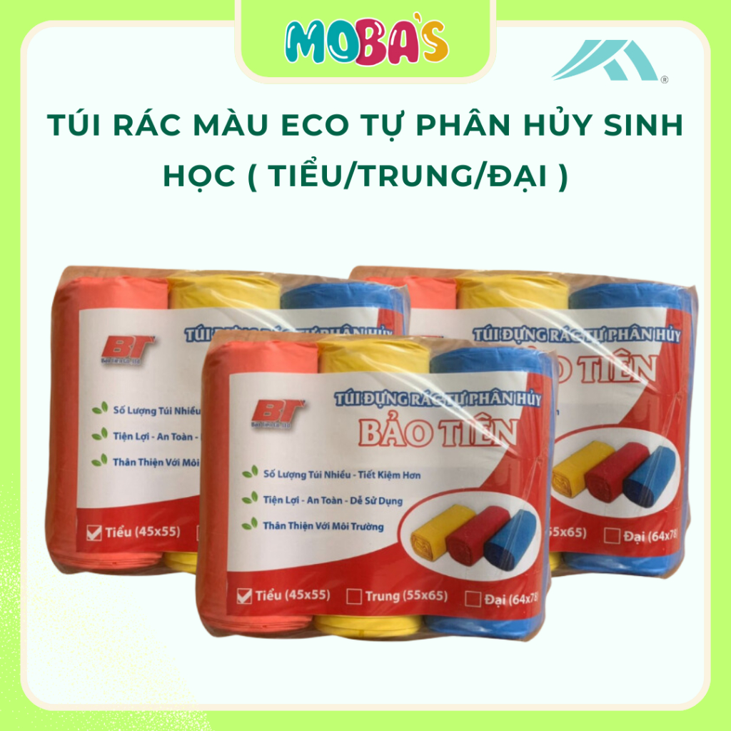 [ 3 cuộn/kg ] Túi Rác Màu Eco Tự Phân Hủy Sinh Học ( Tiểu/Trung/Đại ...