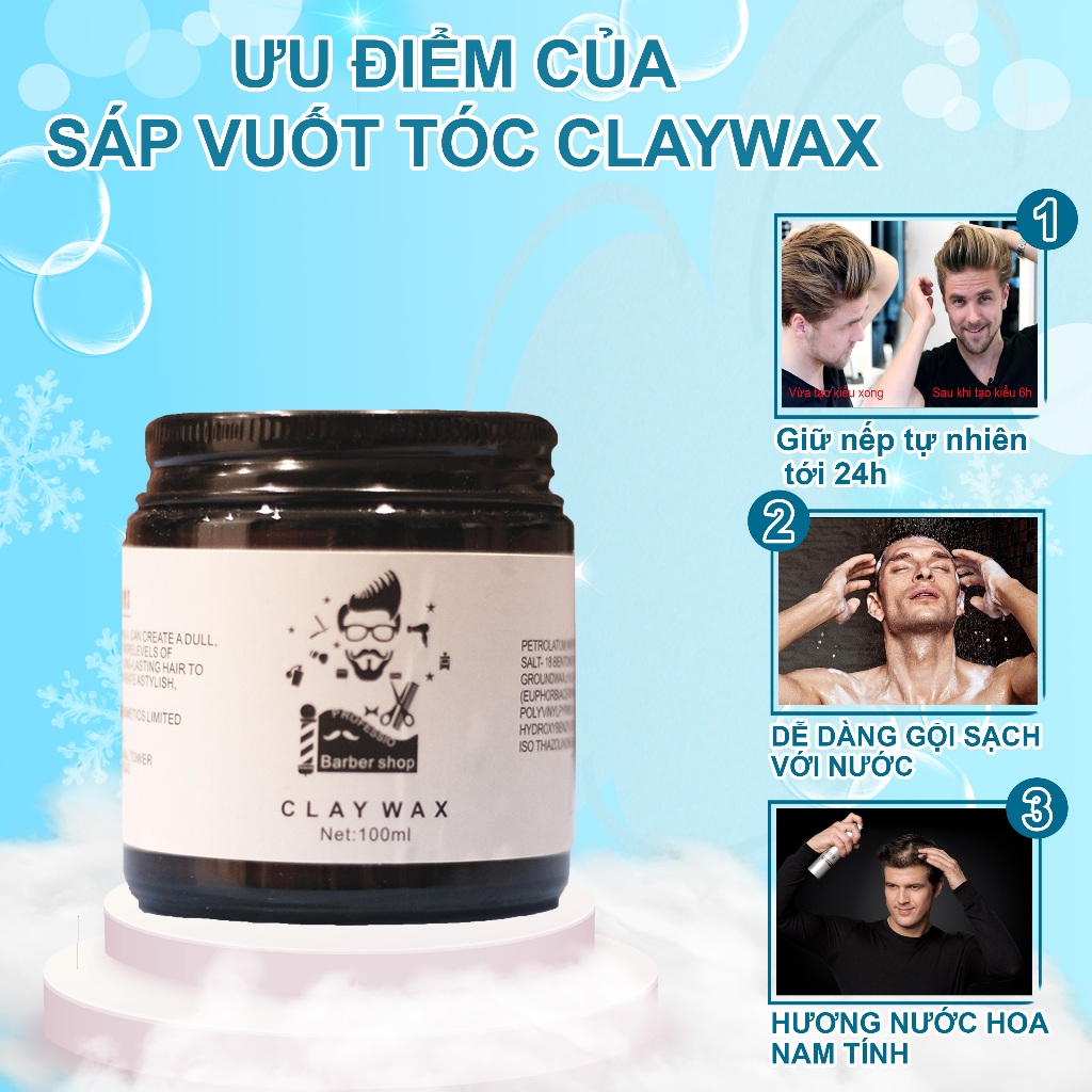 Sáp vuốt tóc CLAY WAX TRẮNG Profession 100gr tạo kiểu giữ nếp cho tóc ...