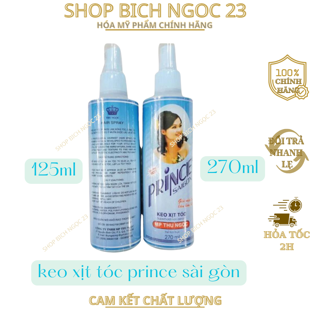 Keo xịt tóc Prince Sài Gòn 125ml, 270ml giữ nếp tóc lâu tạo kiểu bới tóc cô dâu