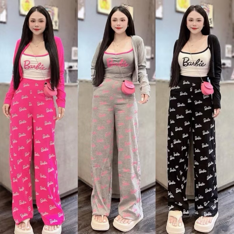 Set bộ đồ nữ,set 3 món áo hai dây phối quần ống suông in chữ A kèm áo khoác ngoài xinh xắn hottrend thanh lịch