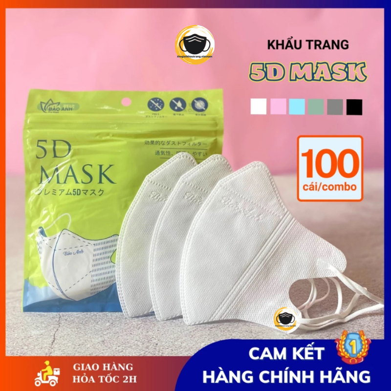Khẩu Trang 5D Mask [ combo100 cái] chính hãng ôm mặt 3 lớp kháng khuẩn ...