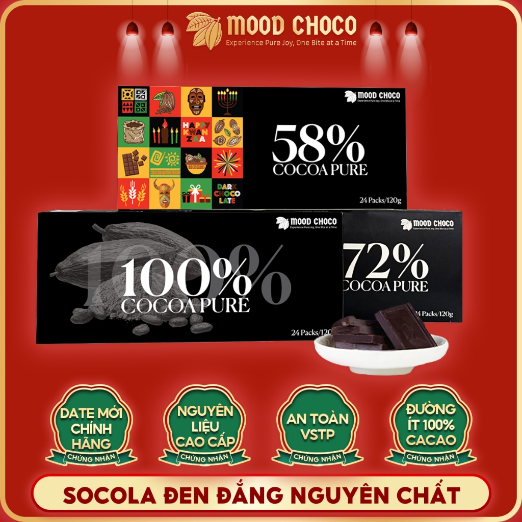 Combo 2 hộp Socola đen nguyên chất không đường 100% Dark Chocolate MOOD ...