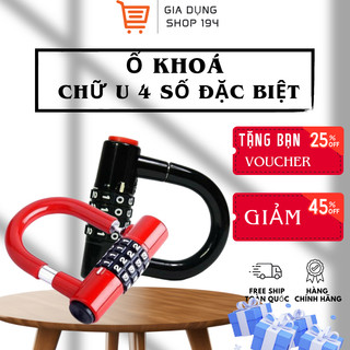 Ổ Khoá Chữ U 4 Số Đặc Biệt Chất Liệu Hợp Kim Inox Chống Gỉ, Cao Cấp Bền Bỉ