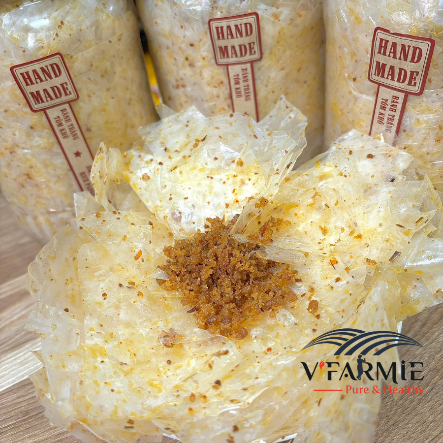 Combo bánh tráng tôm khô cháy tỏi hũ 360g, bánh tráng chà bông tỏi hũ 250g thơm ngon