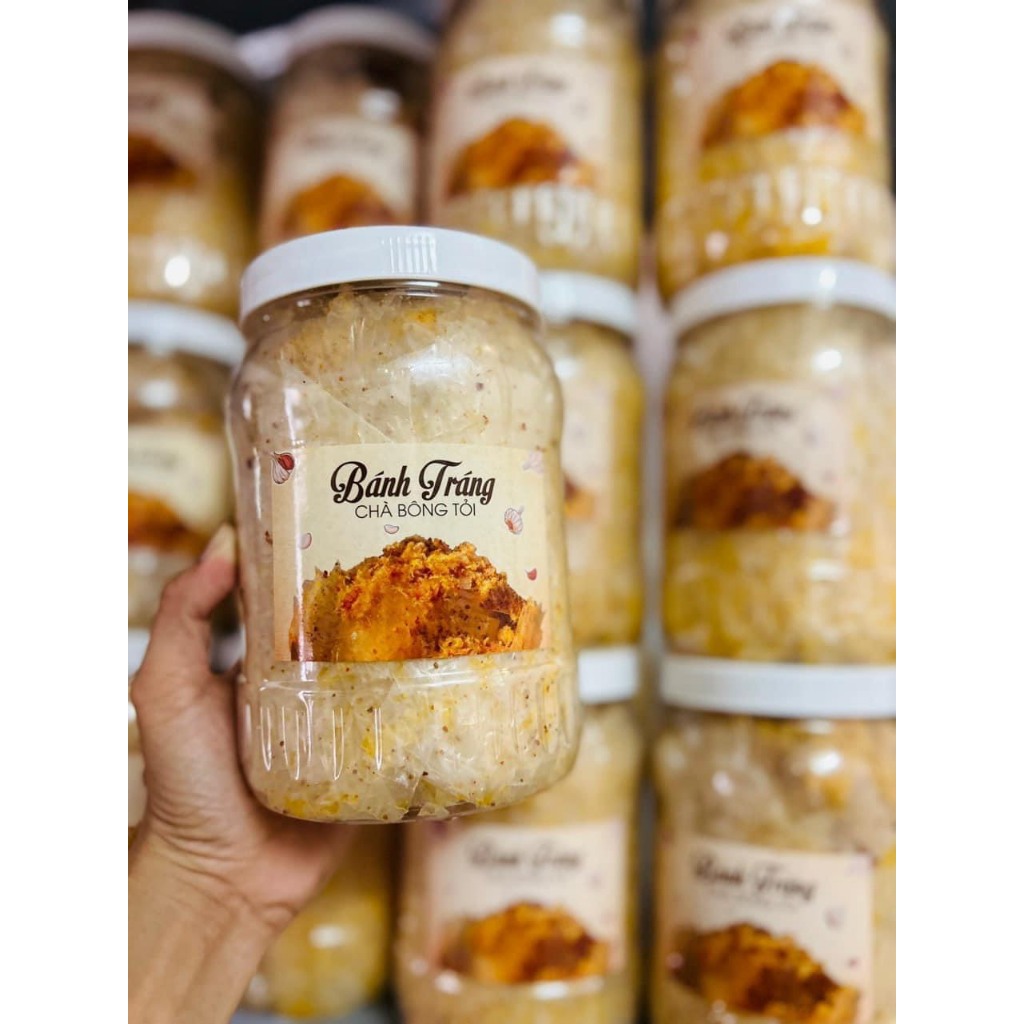 Combo bánh tráng tôm khô cháy tỏi hũ 360g, bánh tráng chà bông tỏi hũ 250g thơm ngon