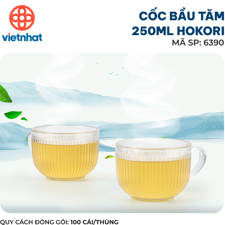 Cốc bầu tăm Hokori, Cốc nhựa Việt Nhật trong suốt cao cấp