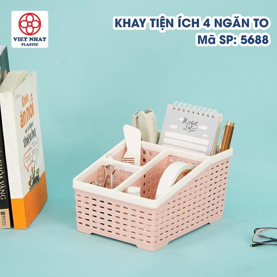 Khay Tiện Ích 4 Ngăn 5688, Khay Để Đồ Đa Năng Tiện Lợi