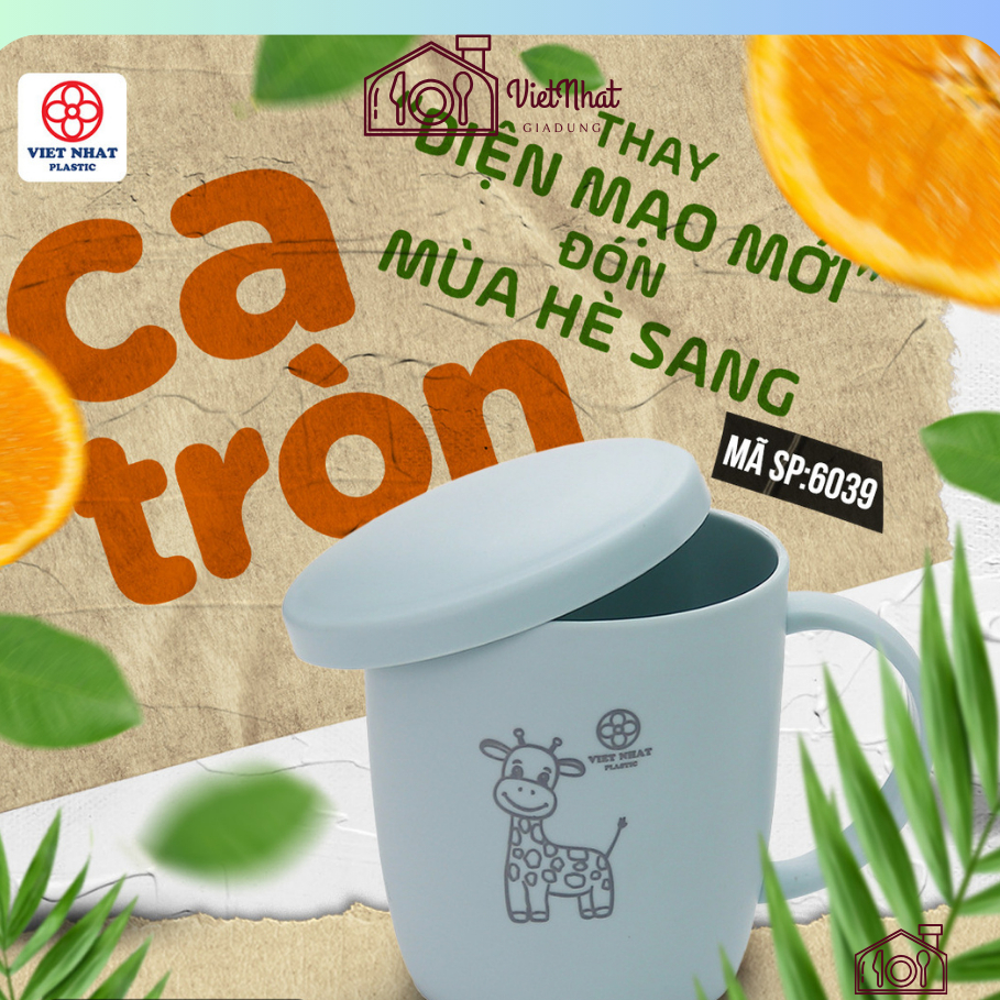 Cốc Hokori có nắp 6039, ốc Nhựa Uống Nước Cao Cấp Việt Nhật