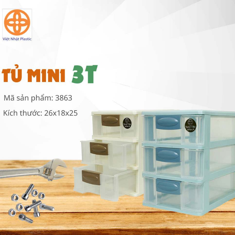 Tủ nhựa mini 3 tầng 4 tầng 5 tầng Việt Nhật  - Tủ mini để bàn đựng mỹ phẩm, đồ dùng đa năng Việt Nhật cao cấp