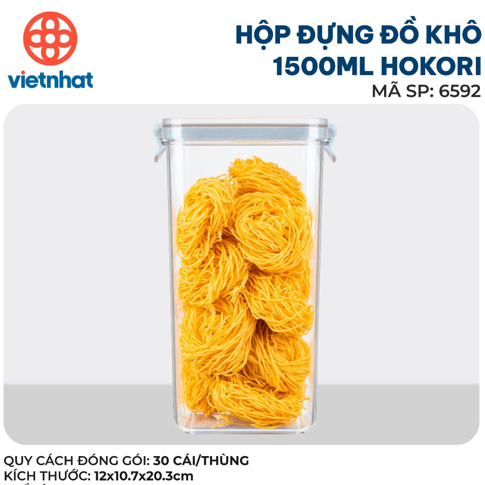 Bộ hộp đựng thực phẩm khô 700-1000-1500ml Việt Nhật cao cấp, Hộp đựng hạt và đồ khô các loại