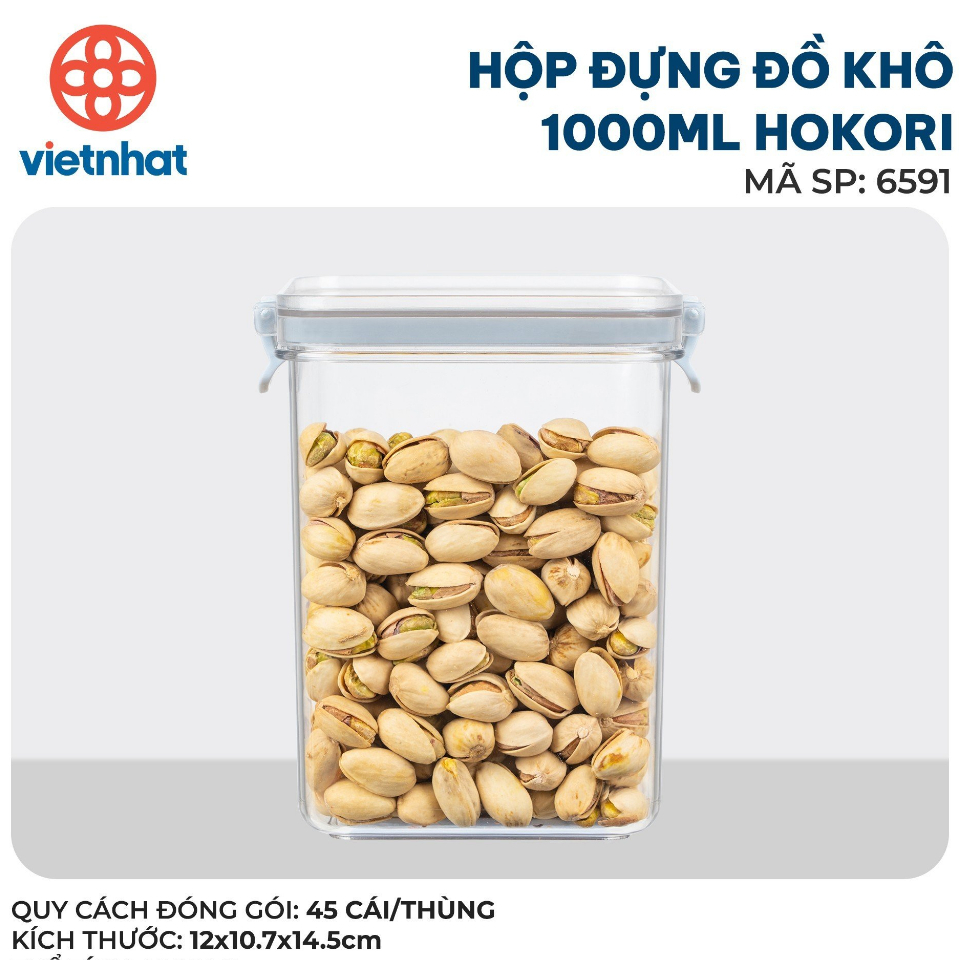 Bộ hộp đựng thực phẩm khô 700-1000-1500ml Việt Nhật cao cấp, Hộp đựng hạt và đồ khô các loại