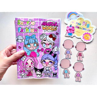Đồ chơi bóc dán Squishy 4 nhân vật Kuromi, Melody, Cinnamon, Kitty- Búp bê giấy
