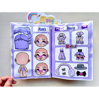 Đồ chơi bóc dán Squishy 4 nhân vật Kuromi, Melody, Cinnamon, Kitty- Búp bê giấy