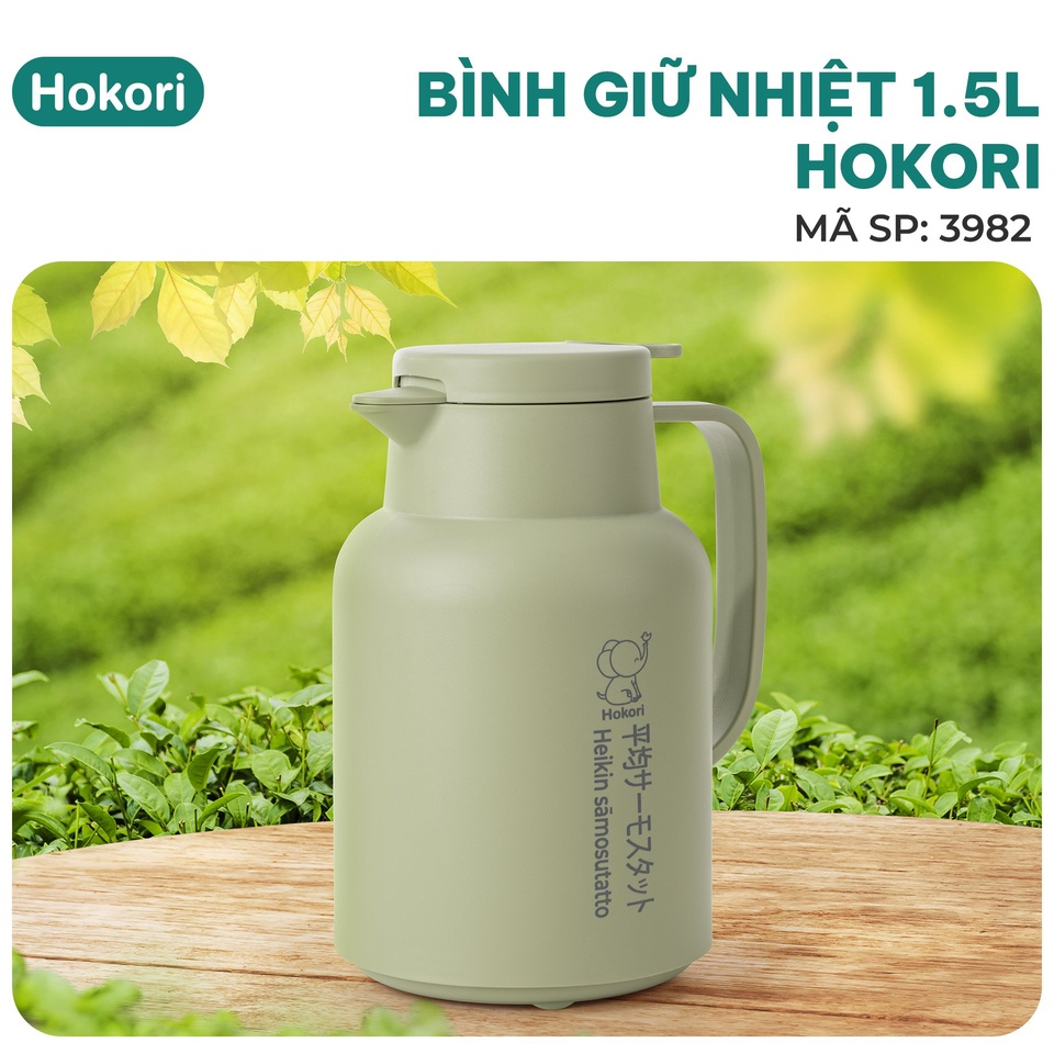 BÌNH GIỮ NHIỆT 1-1.5L 3981HOKORI, Bình pha trà, ủ trà nóng lạnh Việt Nhật cao cấp