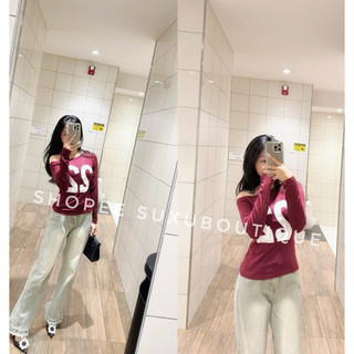 Áo Nữ Dài Tay In SỐ LỆCH VAI DÁNG Ôm BODY