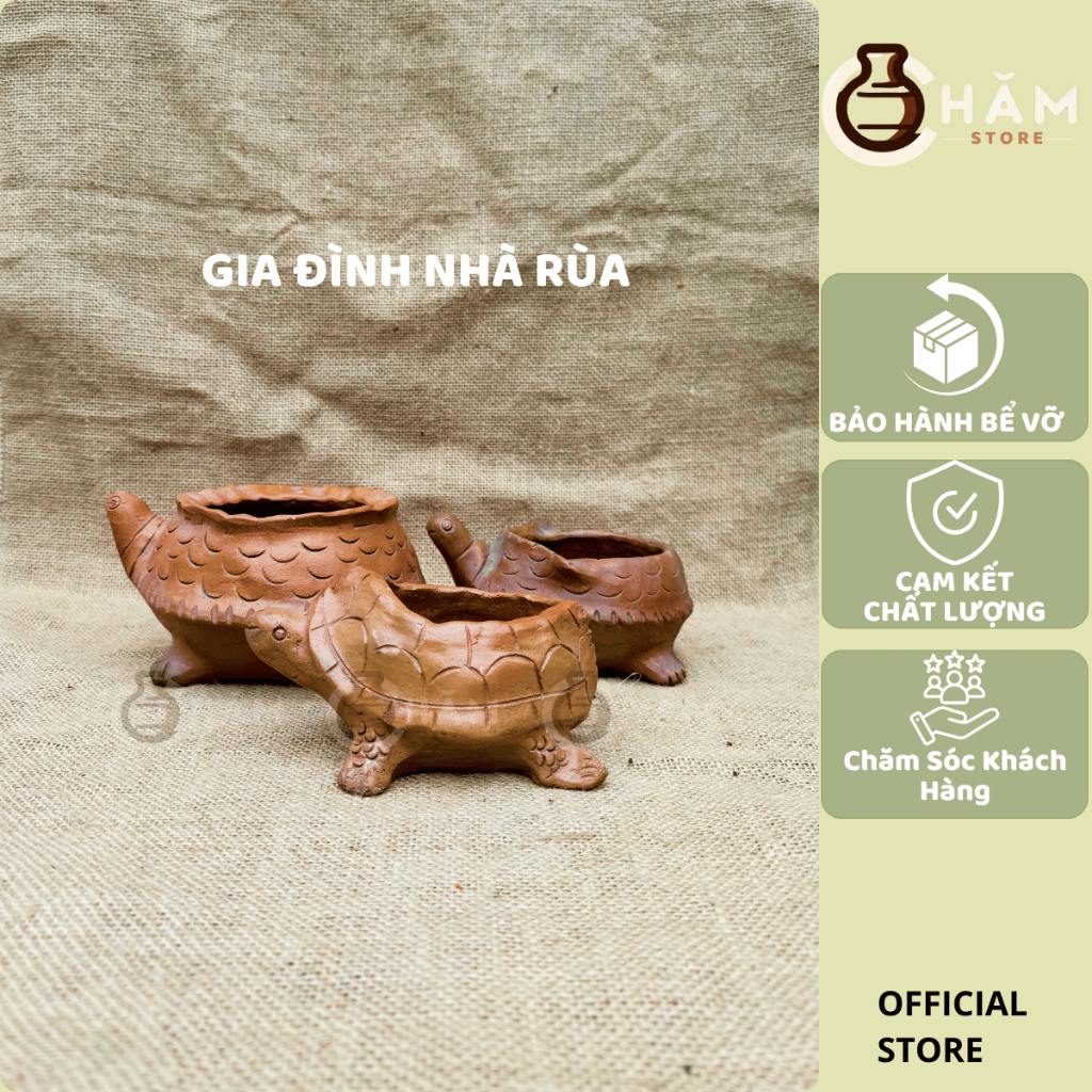 Chậu sen đá, xương rồng hình con vật - Gia đình nhà rùa (combo 3 chậu ...